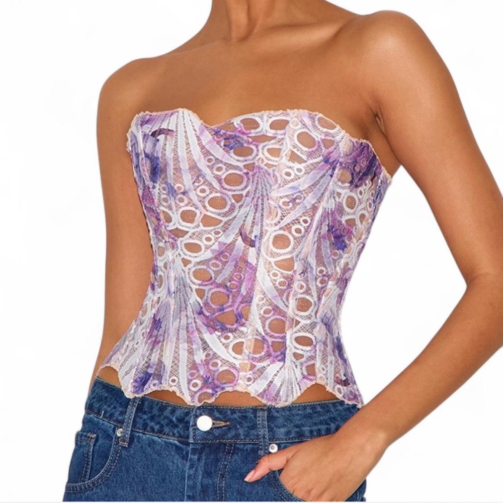 Pretty Little Thing Purple and Blue Corset top